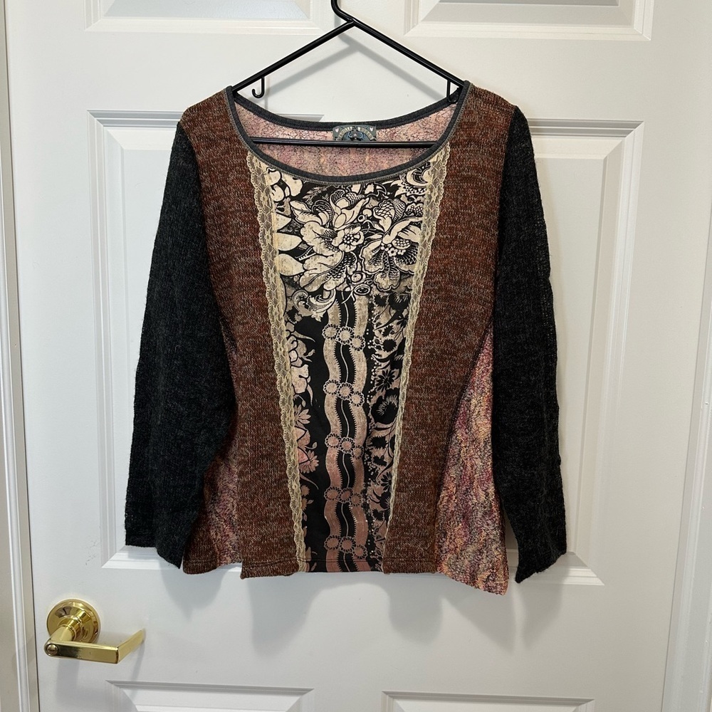 Plus Size Vintage Vanilla Sugar Top Mixed Media Multicoloured Lace Knit size 1X